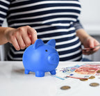 PJDRLLC Piggy Bank, Unbreakable Plastic Money Bank, Coin Bank for Girls and Boys, Medium Size Piggy Banks, Practical Gifts for Birthday, Easter, Christmas (Dark Blue)