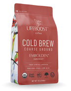 Lifeboost Dark Cold Brew Coffee - Low Acid Coarse Ground Coffee for Cold Brew - Single Origin Non-GMO USDA Organic Cold Brew Coffee Grounds - 3rd Party Tested For Mycotoxins & Pesticides - 12 Ounces