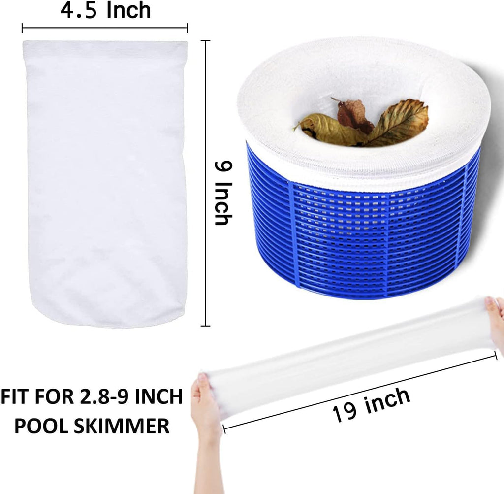 RECHIATO 100 Pack Pool Skimmer Socks for Pool Filters, Filters Baskets and Skimmers to Filter Debris and Leaves, Protact Filter System of Inground and Above Ground Pools