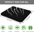 Gel Enhanced Seat Cushion for Long Sitting - Double Thick Honeycomb Breathable Design Egg Seat Cushion with Non-Slip Cover - Office Chair Car Cooling Seat Cushion - Computer Desk Pain Relief Pad