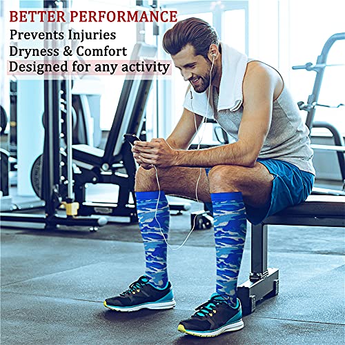 CHARMKING Compression Socks for Women & Men (8 Pairs) 15-20 mmHg Graduated Copper Support Socks are Best for Pregnant, Nurses - Boost Performance, Circulation, Knee High & Wide Calf (L/XL, Multi 13)