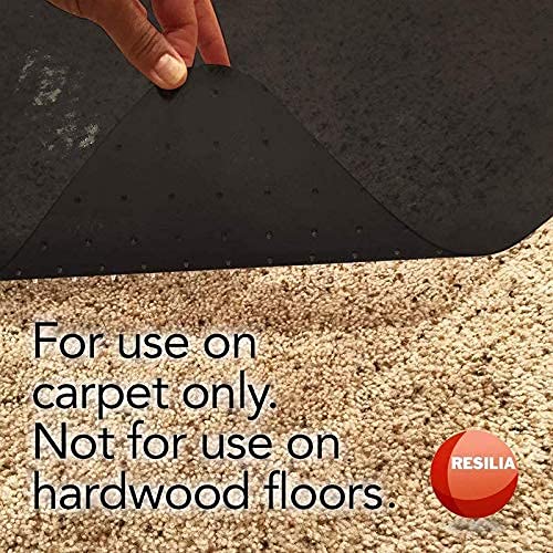 Resilia Office Desk Chair Mat with Lip - for Low Pile Carpet (with Grippers) Black, 36 Inches x 48 Inches, Made in The USA