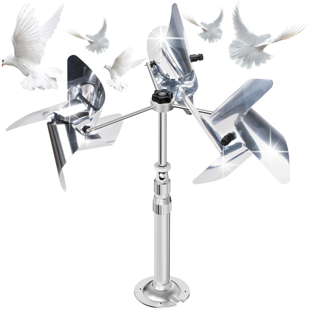Bird Deterrents for Outside - Windmill Reflective Rotating Deterrent - Relies on Rotation and Reflection - Effectively Repels Pigeons, Sparrows, Woodpeckers - Multi-Purpose Outdoor Bird Deterrent