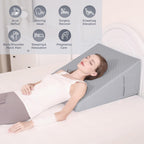 Bed Wedge Pillow for Sleeping 7.5" Memory Foam Wedge Pillow for After Surgery Triangle Pillow Wedge for Acid Reflux Snoring Heartburn GERD Back Support Leg Elevation, Removable Washable Cover - Gray