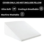 HOMBYS Cooling Bed Wedge Pillow Cover Q-max 0.4 Cool Pillowcases Super Soft & Skin-Friendly with Zipper Design, Removable & Machine Washable Pillowcase, (White, 25"x25"x8")