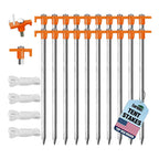 Eurmax USA 20-Pack Secure Protection Galvanized Tent Stakes,Rust-Proof Steel Canopy Anchors for High Winds,Heavy Duty Commercial Ground Pegs for Camping,Pop Up Tents&Gazebos - Includes 4x10ft Ropes