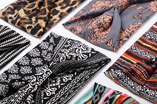 Tobeffect Headbands for Women African Wide Boho Bandeau Knotted Hairbands Workout Yoga Sport Head Wraps Hair Accessories 6 Packs