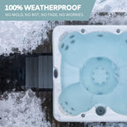 DENKOE Hot Tub Steps - Wood-Looking Plastic, 100% Waterproof, Gray Non-Slip, Heavy Duty Outdoor Spa Stairs - Multi-Use for Porch, Fits Any Size