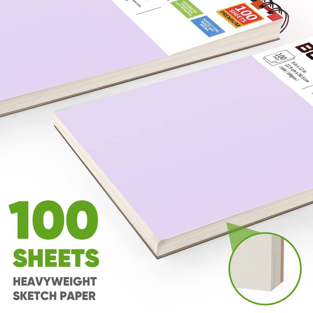 Soucolor 9" x 12" Sketch Book, Christmas Gifts for Women, Birthday Gifts for Women, Thank You Gifts, Stocking Stuffers Gift Set, 2 Packs 100-Sheets Each (68lb/100gsm) Drawing Pad for Women and Girls