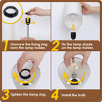 Yarra-Decor Bedside Table Lamp with USB Port - Touch Control for Bedroom Wood 3 Way Dimmable Nightstand Lamp with Round Flaxen Fabric Shade for Living Room, Dorm, Home Office (LED Bulb Included)