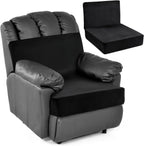 HOMBYS Memory Foam Recliner Cushion for Elderly, 4" Thickness Seat Cushion with Lumbar Support Pillow, Non-Slip & Supportive Chair Seat Cushion with Backrest, (Black, 22"x22"+13.8" Backrest)