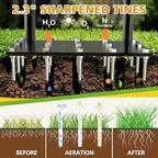 Lawn Aerator Spike Metal Manual Dethatching Soil Aerating Lawn with 15 Iron Spikes, Pre-Assembled Grass Aerator Tools for Yard, Lawn Aeration, Garden Tool, Revives Lawn Health（Black + Yellow01）