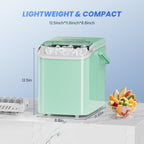 NEWBULIG Ice Makers Countertop with Handle, Portable Ice Machine, 9 Bullet Ice Cubes in 6 Mins, 26lbs in 24Hrs, Auto-Cleaning, with Basket and Scoop, for Home, Kitchen, RV, Camping,Green