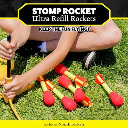 Stomp Rocket Ultra Rocket Refills, 6 Rockets - Replacement Foam-Tipped Rockets for Kids - Fun Backyard & Outdoor Kids Toys Gifts for Boys & Girls