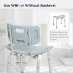 Drive Medical RTL12202KDR Shower Chair with Back, Adjustable Stool with Suction Feet, Shower Seat for Inside Shower or Tub, Bathroom Bench Bath Chair for Elderly and Disabled, 300 LB Weight Cap, Grey