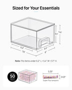 Vtopmart 12 Pack Small Clear Stackable Storage Drawers,Acrylic Bathroom Makeup Organizer,Plastic Storage Bins For Vanity, Undersink, Kitchen Cabinets, Pantry, Home Organization