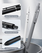 Black Gel Pens GX3, 6 Pcs Fine Point Smooth Writing Pens with 3 Extra Refills, Quick Dry Black Ink Pens for Journaling, Office, Note Taking, School Supplies, Nurse Aesthetic(Black Gray White)