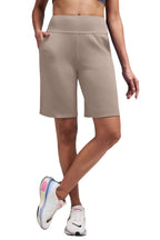 Bermuda Athletic Workout Running Long Shorts for Women High Waisted Biker Yoga Hiking Outdoors Gym Track Sports Recreation Clothes Khaki XL