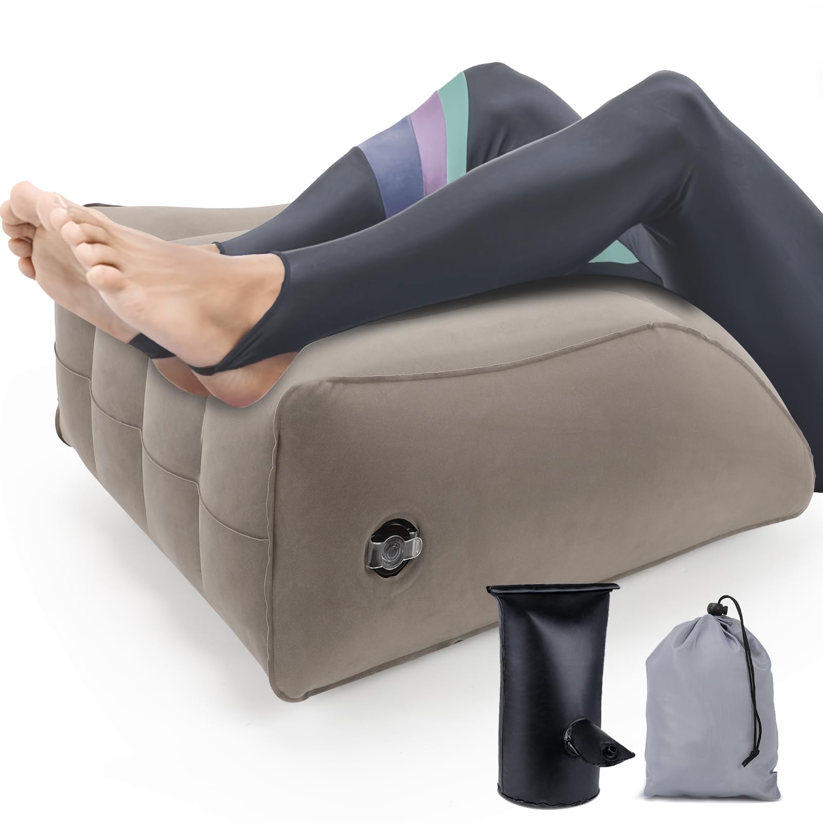 Stickermask Wedge Pillow for Sleeping - Inflatable Leg Elevation Pillow for Swelling, Circulation, Leg & Back Pain Relief, Leg Elevating Pillow, Leg Pillow for Post-Surgery, Hip, Foot, Ankle Recovery