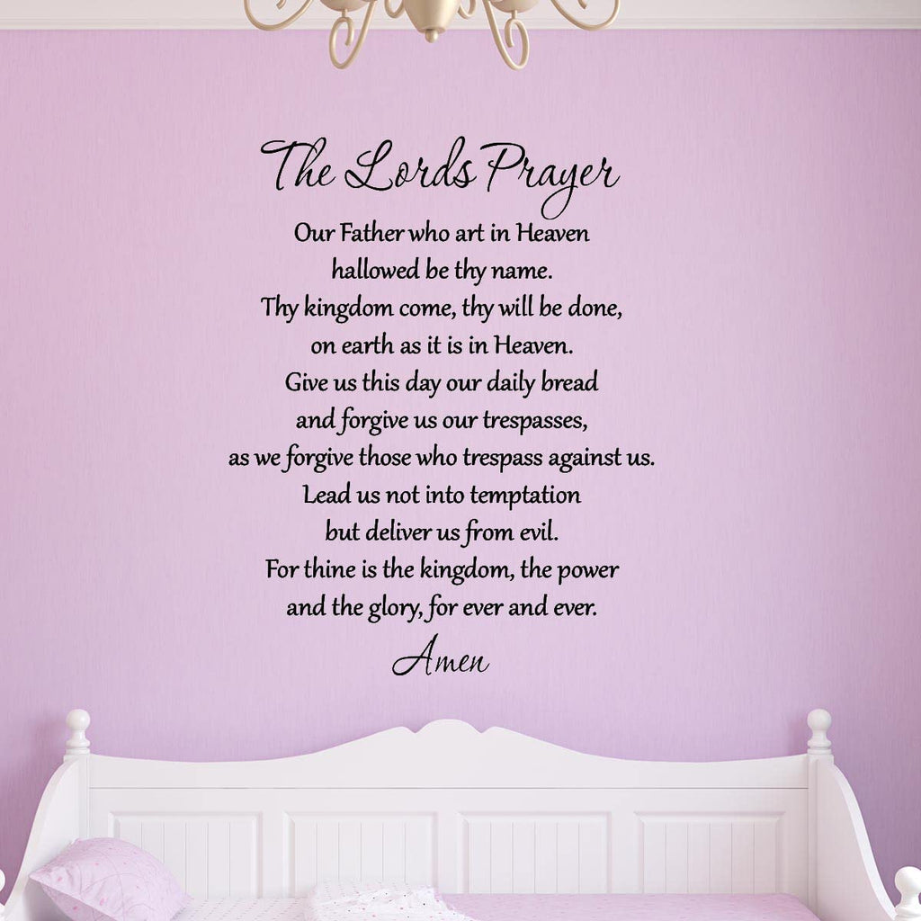 VWAQ The Lord's Prayer Bible Wall Decal Our Father Vinyl Wall Art Scripture Quote Faith Home Christian Decor Stickers