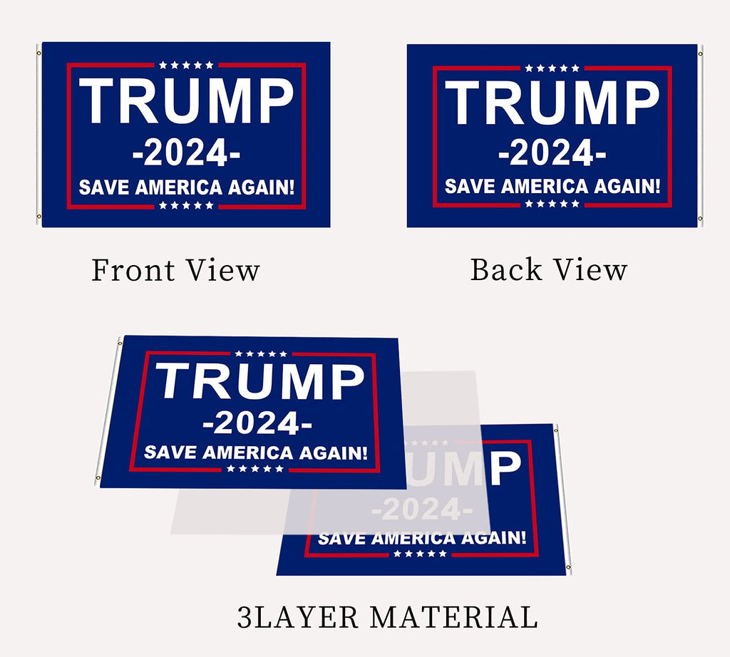 Trump 2024 Flag Take America Back Donald Trump Flags Double Sided 2x3 Outdoor 200D Polyester with Durable Canvas Header and 2 Brass Grommets for Indoor Car
