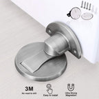Magnetic Door Stop,Magnetic Door Stopper Brushed Satin Nickel,Floor Metal Magnetic Door Catch Invisible Door Holder with Adhesive,Stainless Steel Heavy Duty Silver Doorstop
