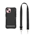 E-Tree for iPhone 15 Case, with Crossbody Strap and Stand, Protective Shockproof Hard Phone Case Black, Perfect for Go Outside and Kid Elderly