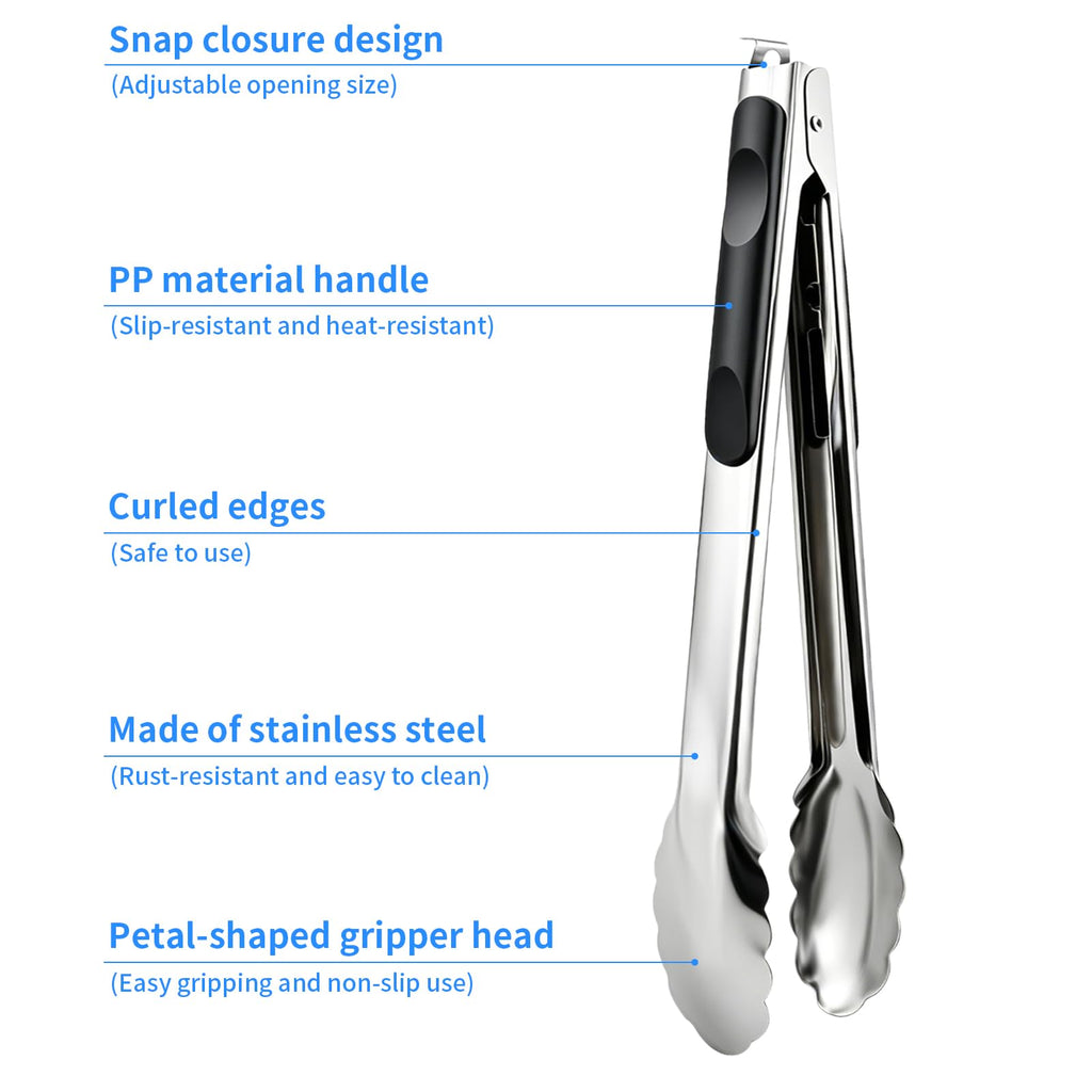 AskBed 2 Pcs 9/12 Inch Kitchen Tongs for Cooking, BBQ & Salad