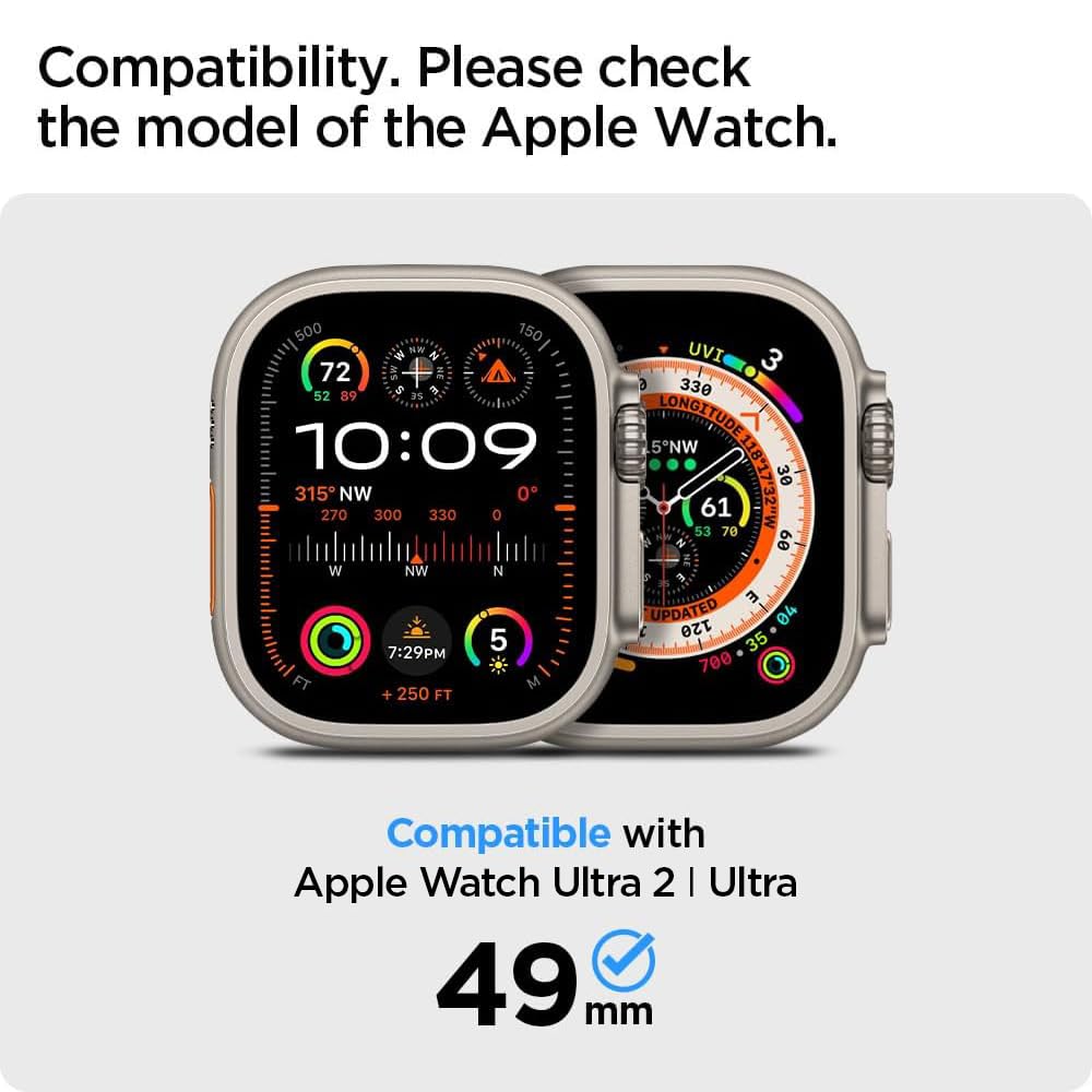 Spigen EZ Fit Tempered Glass Screen Protector for Apple Watch Ultra 2, Apple Watch Ultra (49mm) - 2 Pack