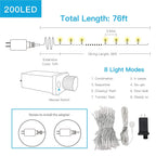 suddus Christmas Lights Outdoor,66 ft 200 LED Warm White String Lights,White Fairy Lights with Remote for Wedding, Garden, Trees, Christmas, Backyard Decorations