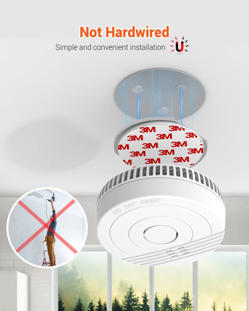Jemay 9 Pack Smoke Detector, Fire Alarm Battery Powered, Smoke Alarm with Advanced Photoelectric Technology, Smoke Detectors with LED Indicator & Silence Button, Fire Safety for Home and Bedroom