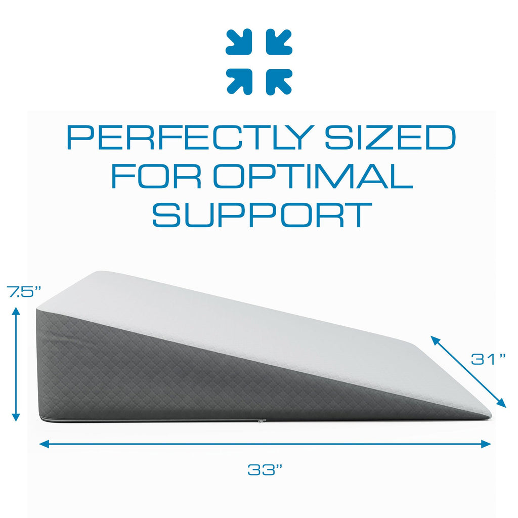 Kolbs Extra Wide Bed Wedge Pillow | Super Large, Memory Foam Top and Jacquard Cover | for Sleeping Acid Reflux GERD (7.5 Inch Height (31 x 33 x 7.5))