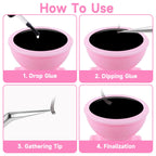 100PCS Pink Disposable Plastic Nail Art Tattoo Glue Rings Holder Eyelash Extension Rings Adhesive Pigment Holders Finger Hand Beauty Tools (Pink)