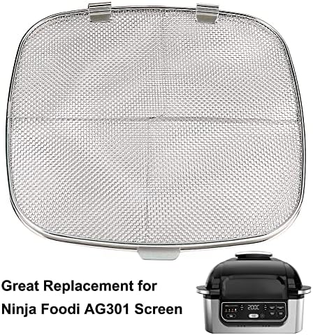 BYKITCHEN Stainless Steel Splatter Shield for Ninja Foodi AG301, Air Fryer Accessories for Ninja Foodi 5-in-1 Indoor Grill, Replacement Parts for Ninja Foodi AG300, AG300C,AG301C, AG302, AG400