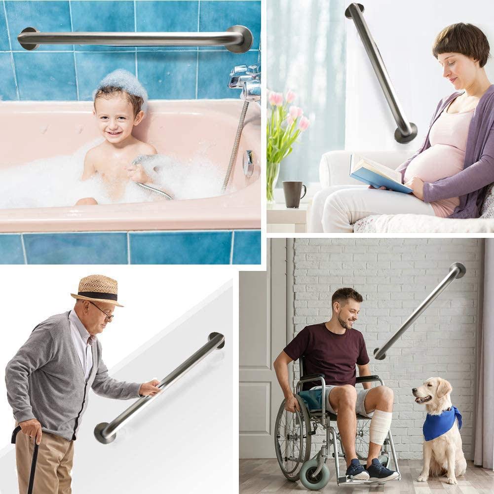2 Pack 24 Inch Satin Brush Nickel Shower Grab Bar - 1.25" Diameter,ZUEXT Stainless Steel Bathroom Grab Bar, Bath Balance Bar,Safety Hand Rail Support, Handicap Injury Elderly Senior Assist Bath Handle