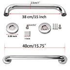 2 Pack 16 Inch Shower Grab Bar, ZUEXT Chrome Stainless Steel Bathroom Grab Bar, Shower Handle, Bathroom Balance Bar, Safety Hand Rail Support - Handicap, Elderly, Injury, Senior Assist Bath Handle