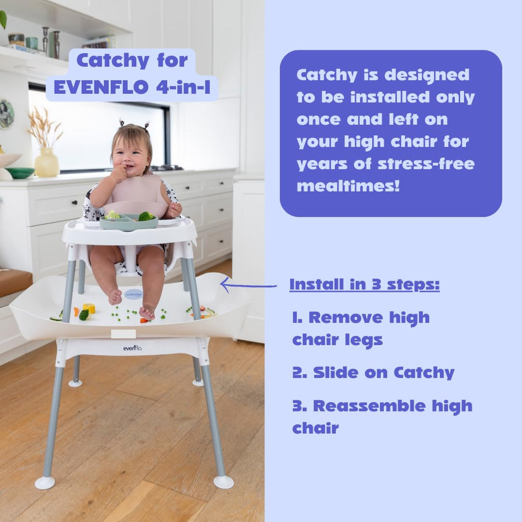 CATCHY - Food Catcher - Compatible with Evenflo 4-in-1 Eat & Grow High Chair + 11 Other High Chairs - Highchair Sold Separately - Baby & Toddler Food & Mess Catcher - Under High Chair Accessory