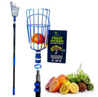 EVERSPROUT 12-Foot Fruit Picker (20+ Foot Reach) | Telescoping Fruit Picker Pole, Easy to Attach Twist-On Apple Basket | Lightweight, High-Grade Aluminum Extension Pole with Fruit Picker Basket