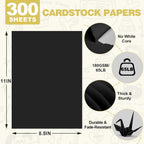 TUXIYA 300 Sheets Black Cardstock Paper,8.5 x 11 Inch Cardstock Paper,180 GSM/65LB Card Stock Printer Paper for Art,Invitations,DIY Cards,Watercolor & Craft Projects