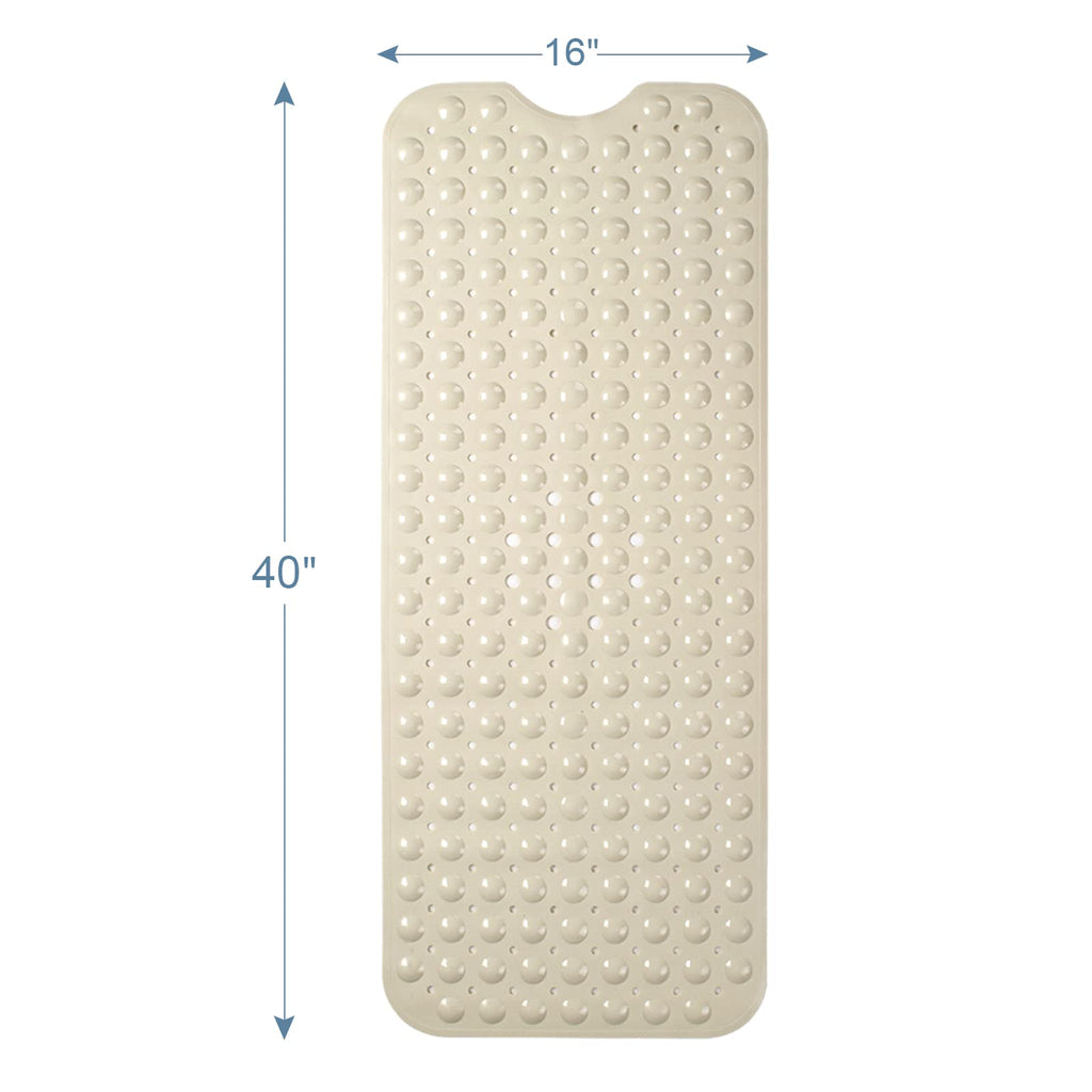 AmazerBath Bath Tub Mat, 40 x 16 Inches Non-Slip Shower Mats with Suction Cups and Drain Holes, Bathtub Mats Shower Stall Mats Machine Washable, Beige