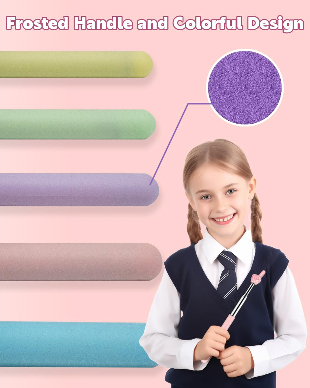 Retractable Teacher Pointer for Classroom Kids Reading, Dumero Extendable Finger Pointer Stick for School, Collapsible Finger Pointing Stick, Long Telescoping Hand Pointer-3 Pack: Blue, Green, Yellow