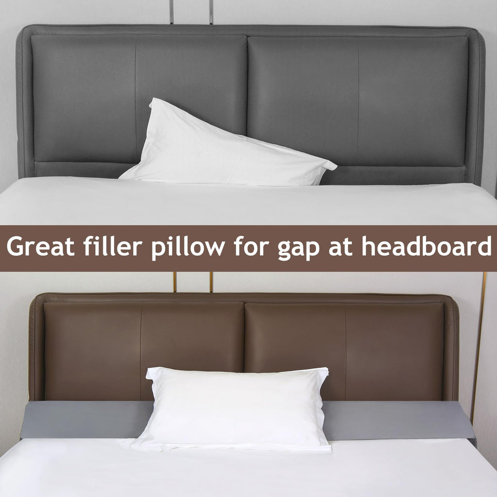 Vekkia Queen Bed Wedge Pillow for Headboard/Headboard Pillow/Bed Gap Filler/Pillow Wedge for Headboard Gap(0-3.5"),Close Gaps Between Mattress and Headboard(Gray 60"x6.5"x4.5")