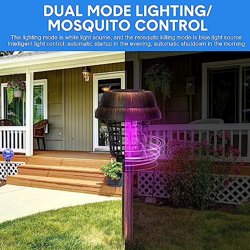 Qualirey 4 Pcs Solar Mosquito Zapper Outdoor Waterproof Solar Zapper Bug Outdoor Solar Powered Mosquito Killer Lamp Lighting Mosquito Repellent Lamp for Garden Yard Insect
