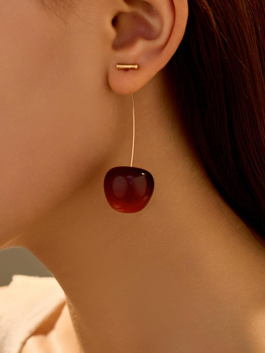 1 Pair Large Charming Cherry Drop Earrings - Vibrant and Playful Fashion Accessory for Women