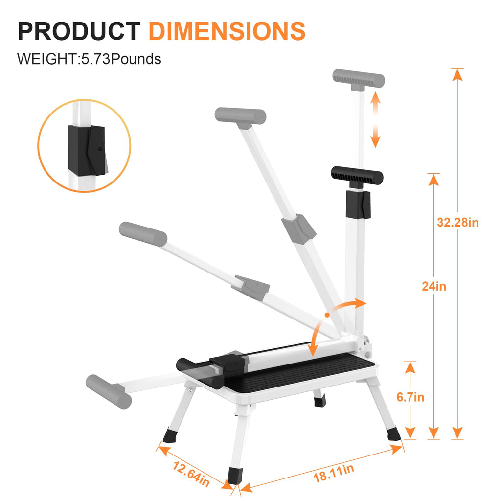 Step Stools for Adults, Foldable Step Stool with Handle for Elderly Seniors Stepping Stool with Non-Slip Step Platform Metal Stool in Kitchen, Bedroom,Bathroom,330 Lbs Capacity(Patent Protection)