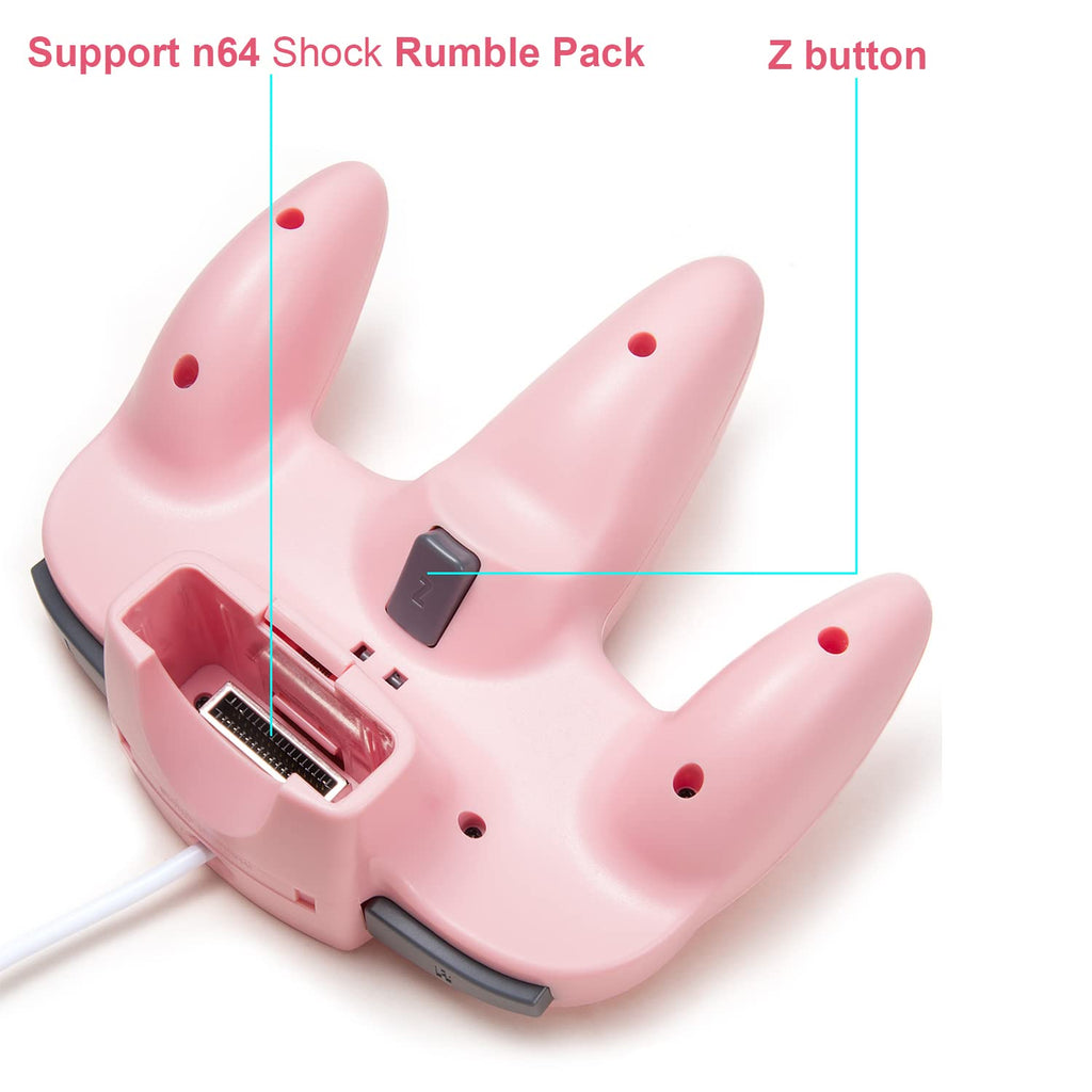 2 Pack Classic N64 Controller, kiwitatá Retro N64 Remote Gaming Joystick Wired Gamepad Controller for N64 System Video Games Console Pink