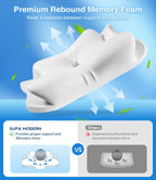 SUPA MODERN Cooling Cervical Neck Pillow for Sleeping, Contour Side Sleeper Pillow for Adults, Ergonomic Memory Foam Orthopedic Neck Pain Relief, Stomach Sleeping with Luxury Cool Cover