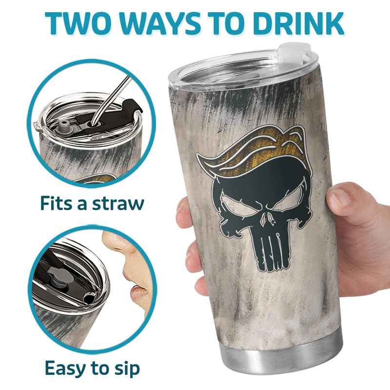 Joymarke Make America Great Again Trump Tumbler 2024, Skull American Flag 20 Oz Tumbler, Patriotic Birthday Gifts for Women Men, USA Flag Tumbler Insulated Cup With Lid, Republican Tumbler Cups