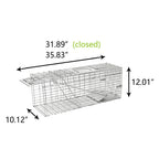 2-Pack H&B Live Animal Cage Trap,Folding 32x10x12 inch Humane Cat Trap for Stray Cats,Raccoons,Squirrel,Skunk,Mole,Groundhog,Opossums Armadillo,Rabbit,Catch and Release(Silver)