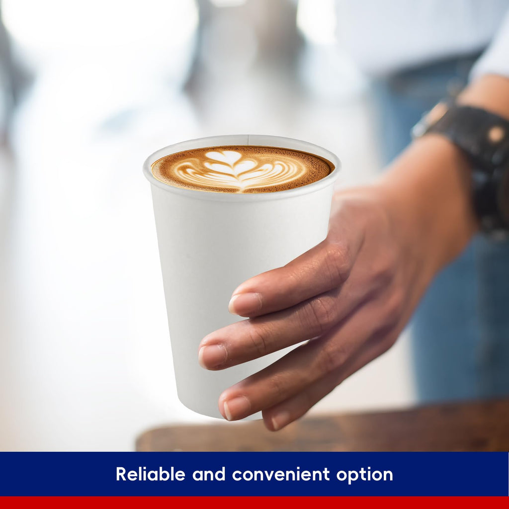 JOLLY CHEF 300 Pack Disposable Paper Coffee Cups 12 oz, Hot Beverage Cups Paper Cups for Water, White Drinking Cups, Ideal for Party, Office, Home, Travel and More